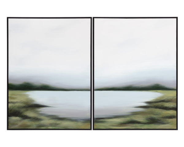 LAKESIDE VIEWS (SET OF 2) - 36" X 48" - BLACK FLOATER FRAME