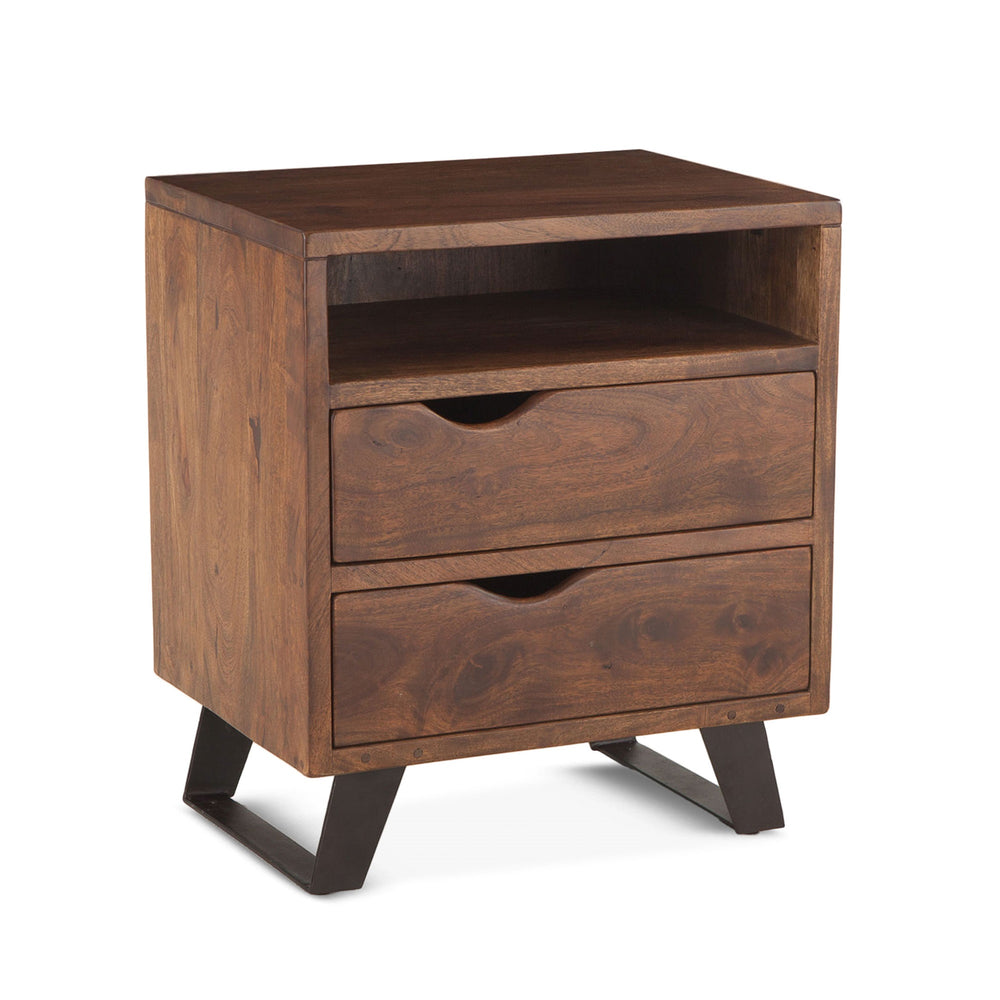 London Loft 23-Inch Acacia Wood Night Chest in Walnut Finished