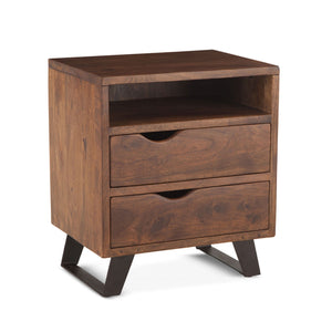 London Loft 23-Inch Acacia Wood Night Chest in Walnut Finished