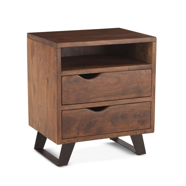 London Loft 23-Inch Acacia Wood Night Chest in Walnut Finished