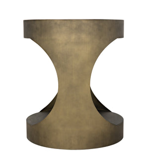 Eclipse Round Side Table, Metal with Aged Brass Finish