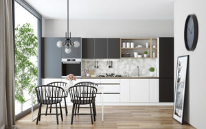 Parsons 4 Light Chandelier in Matte Black + Brushed Nickel Finish