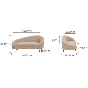 Moe's Abigail Chaise Light Brown Faux Shearling