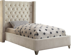 Isabel Twin Bed In Cream Velvet