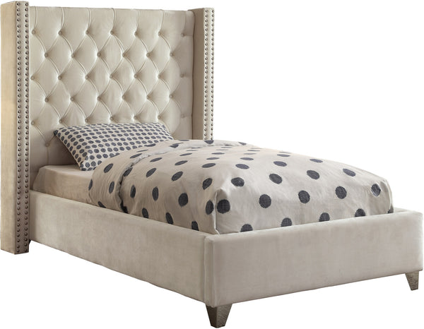 Isabel Twin Bed In Cream Velvet