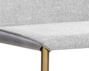 RENEE STACKABLE DINING CHAIR - ANTIQUE BRASS - BELFAST HEATHER GREY / BRAVO METAL