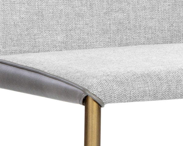 RENEE STACKABLE DINING CHAIR - ANTIQUE BRASS - BELFAST HEATHER GREY / BRAVO METAL