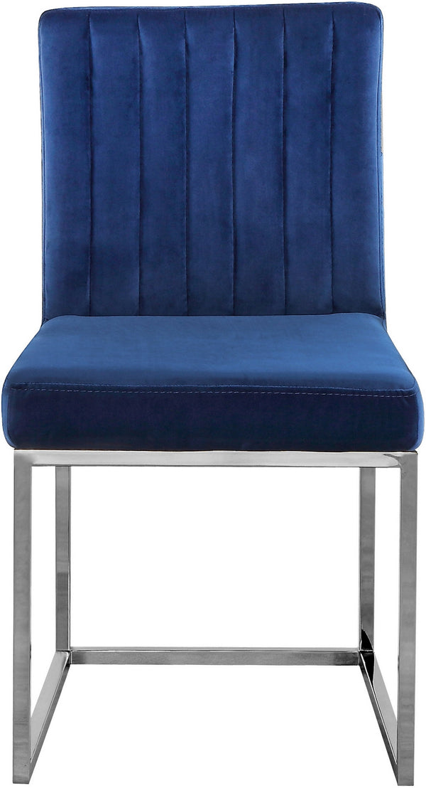 Joanna Dining Chair In Navy Velvet and Chrome