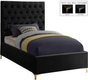 Robin Twin Bed In Black Velvet