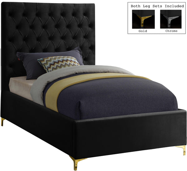 Robin Twin Bed In Black Velvet