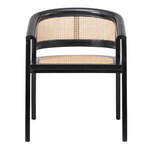 Seine Rattan Dining Arm Chair In Black/ Natural