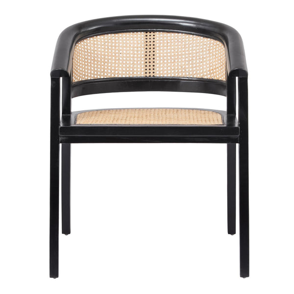 Seine Rattan Dining Arm Chair In Black/ Natural