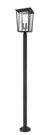 Seoul 3 Light Outdoor Post Mounted Fixture in Black Finish