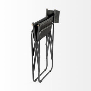Direttore Black Iron Frame Black Leather Dining Chair