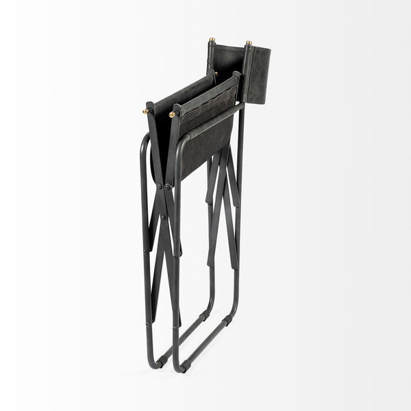 Direttore Black Iron Frame Black Leather Dining Chair