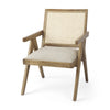 Donna Light Brown Wood Cane-Back w/ Beige Upholstered Seat Accent Chair