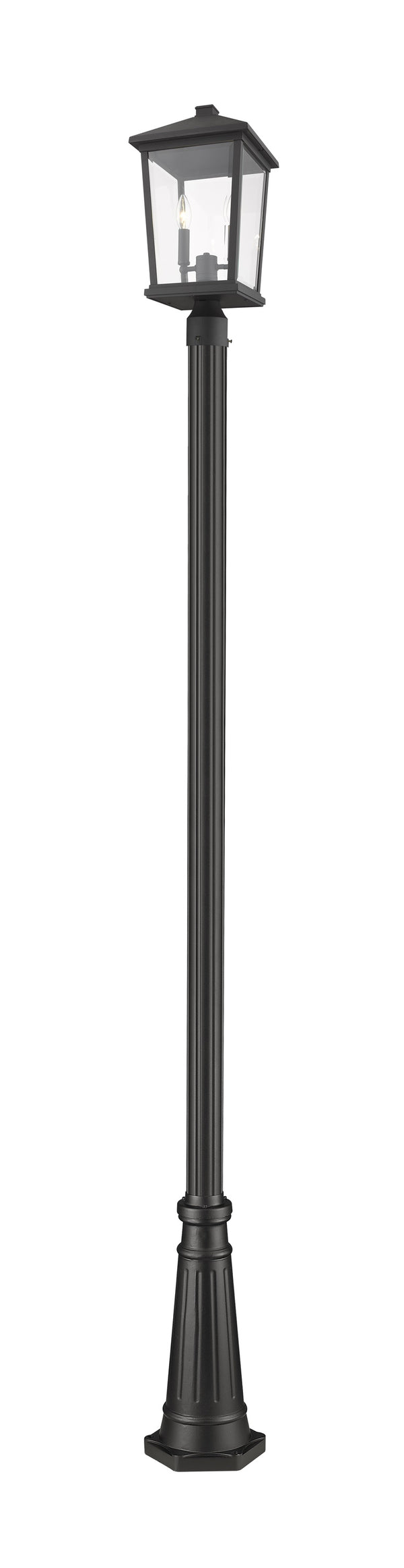 Beacon 2 Light Outdoor Post Mounted Fixture in Black Finish