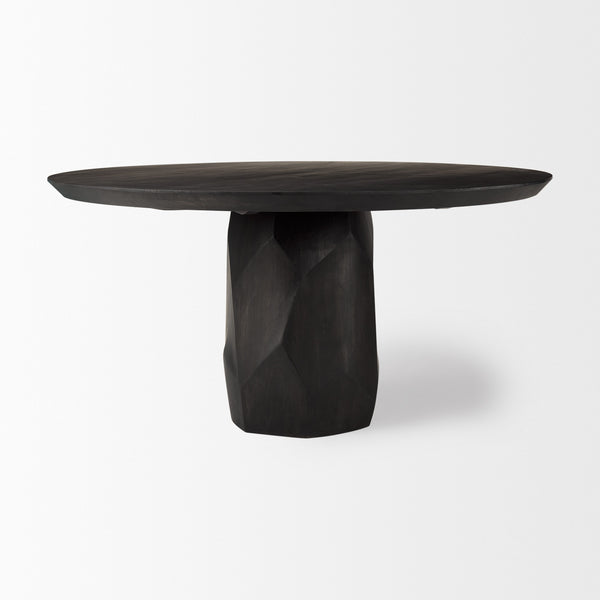Fitzgerald 60" Round Brown Solid Wood Top & Base Dining Table
