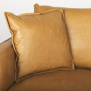 Lake Como 85.8L x 36.6W x 32.3H Tan Leather Three Seater Sofa