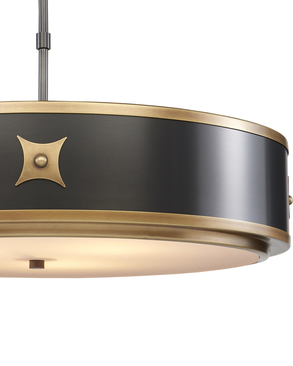 Huntsman Pendant In Satin Black & Antique Brass & White