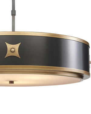 Huntsman Pendant In Satin Black & Antique Brass & White