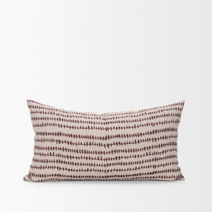 Jenna Beige w/ Merlot Print Linen Lumbar Decorative Pillow Cover