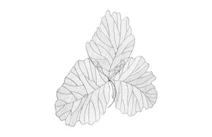 Tri Leaf Wall Art, Large, Metal, Silver/Black
