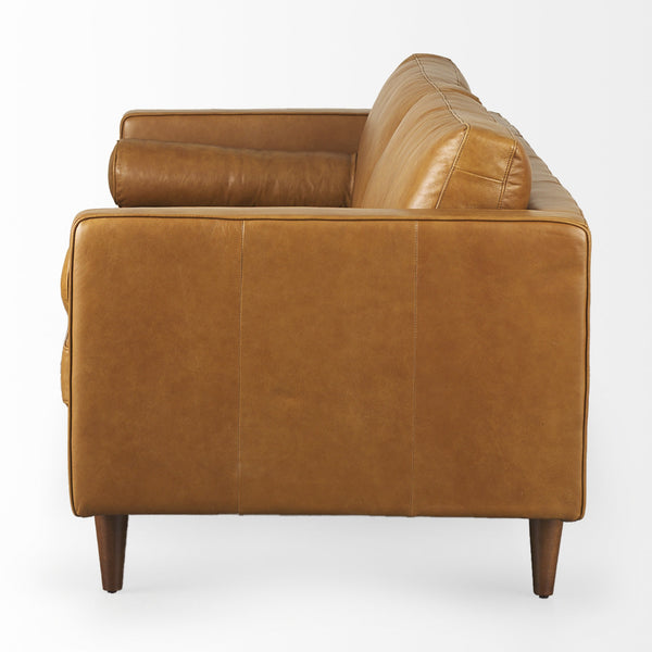 Svend 88.0L x 38.0W x 34.0H Tan Leather Sofa