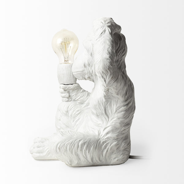 Simia (12"H) White Resin Playful Monkey Table Lamp