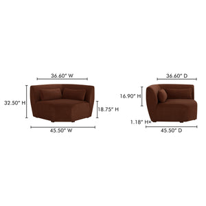 Moe's Amelia Corner Chair in Chestnut Brown