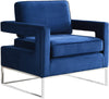 Alfonso Accent Chair In Navy Velvet And Chrome Stainless Steel Base