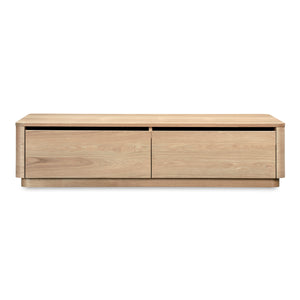 Moe's Round Off Coffee Table Natural Oak with Storage