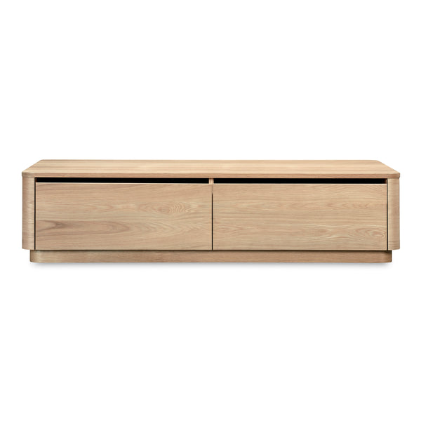 Moe's Round Off Coffee Table Natural Oak with Storage