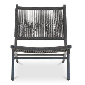 Palma Outdoor Lounge Chair in Black Teak and Wicker