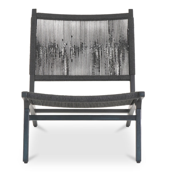 Palma Outdoor Lounge Chair in Black Teak and Wicker