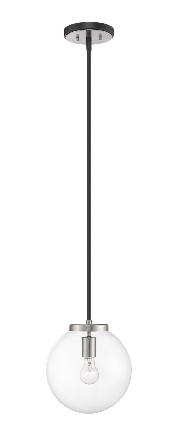 Parsons 1 Light Pendant in Matte Black + Brushed Nickel Finish