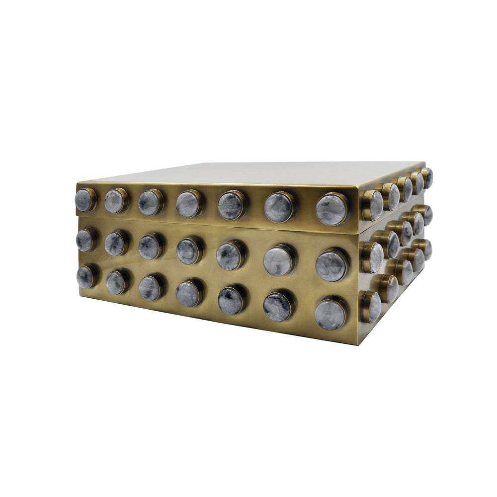 LARGE RECTANGLE BRASS BOX WITH RESIN APPLIQUES