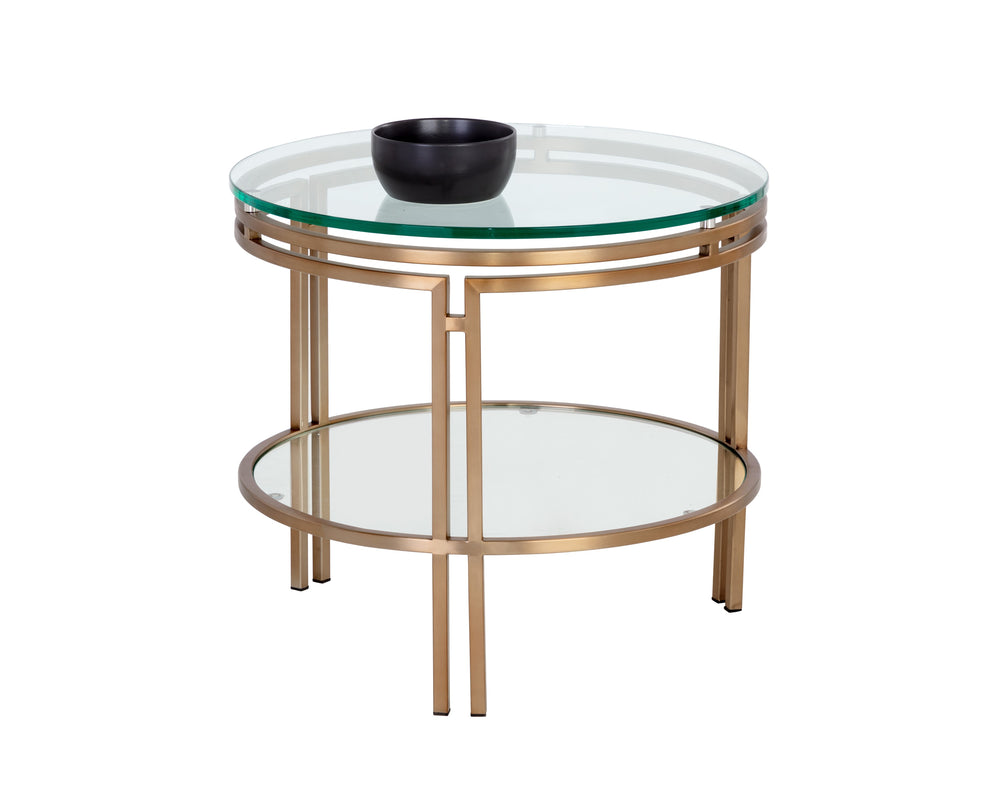 ANDROS END TABLE - ANTIQUE BRASS