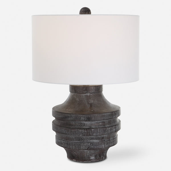 Timber Carved Wood Table Lamp