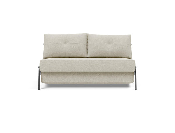 CUBED FULL SOFA BED in MIXED DANCE NATURAL FABRIC WITH Chrome legs 527