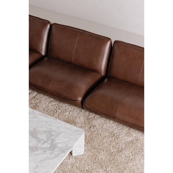 Moe's Zeppelin Leather Corner Chair in Toasted Hickory