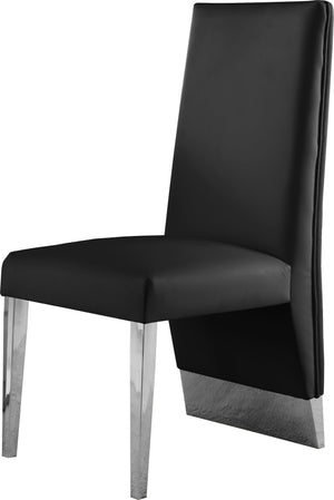 Stanley Dining Chair In Black Faux Leather and Chrome