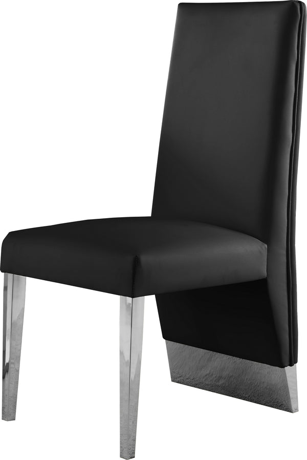 Stanley Dining Chair In Black Faux Leather and Chrome