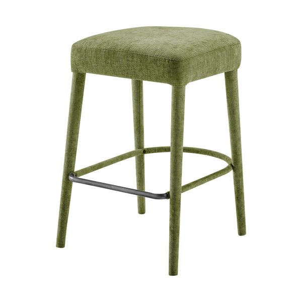 Rylee KD Chenille Backless Counter Stool, Millburry Green 