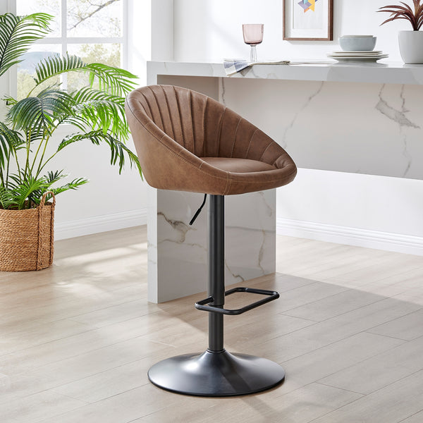 Watson KD PU Gaslift Swivel Bar Stool, Umber Brown