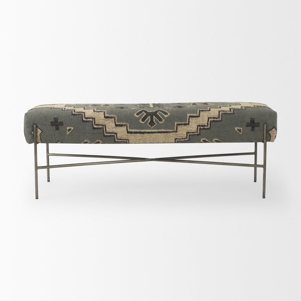 Avery I 55L x 17W Multi Colored Upholstered Patterned Seat Accent Bench