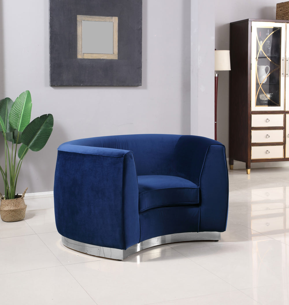 Crystal Chair In Navy Velvet and Chrome