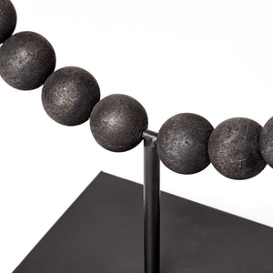 Tulane II (Large) 12L x 6W Black Beaded Broken Sphere Decorative Object
