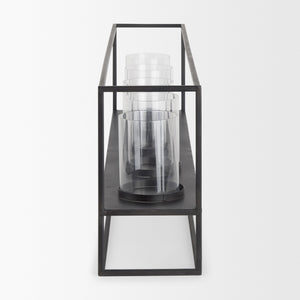 Cindy 5 Candle Matte Black Metal Hurricane Glass Tabletop Candle Holder