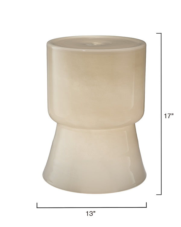 Huntington Garden Glass Stool, Cream